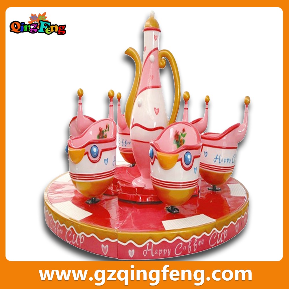 Qingfeng indoor playground equipment happy coffee cup carousel rides games machine