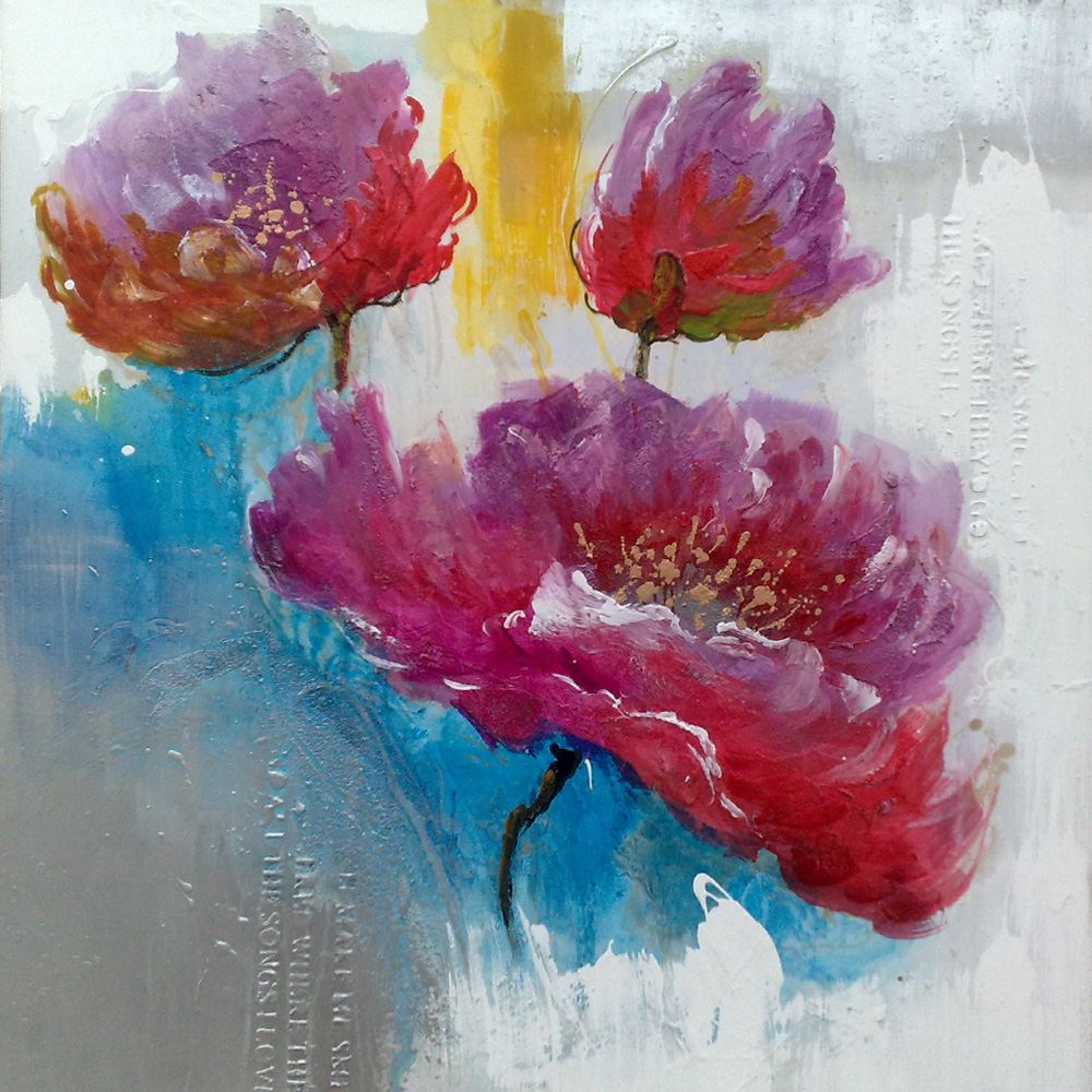 Grote bloem schilderijen, moderne canvas kunst bloem schilderij ...