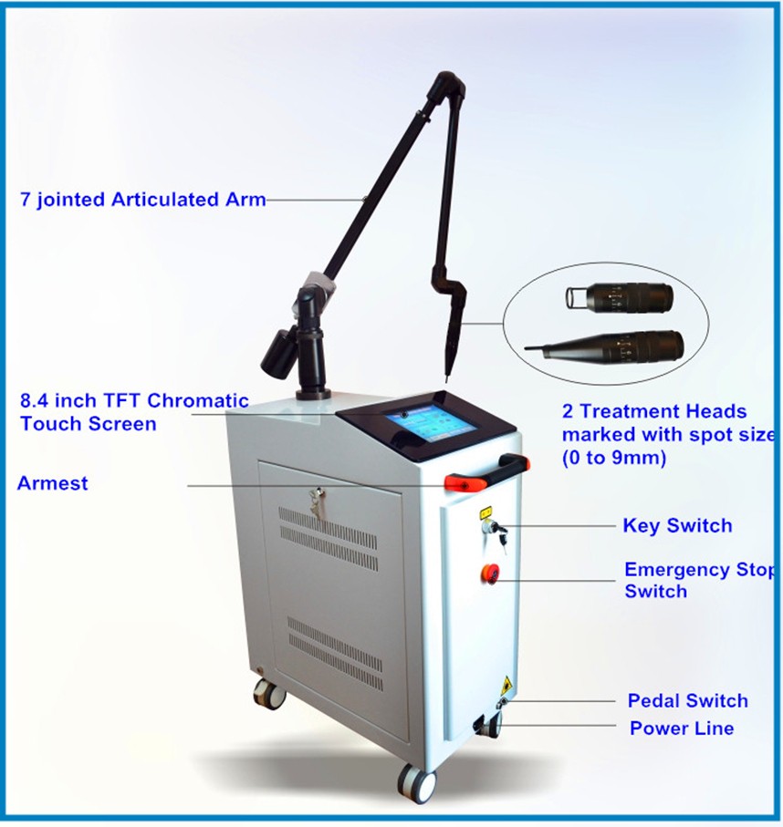 Wavelength 1064nm 532 Nm Q Switch Nd Yag Laser Pulsed Dye Laser For