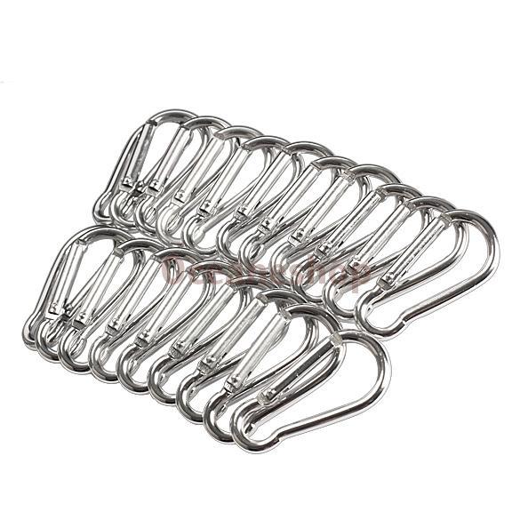 20Pcs Silver Aluminum Spring Carabiner Snap <font><b>Hiking</b></font> Camping Bag Hook Hanger Keychain <font><b>Hiking</b></font> Accessory BHU2 20Pcs Silver Aluminum Spring Carabiner Snap <font><b>Hiking</b></font> Camping Bag Hook Hanger Keychain <font><b>Hiking</b></font> Accessory BHU2