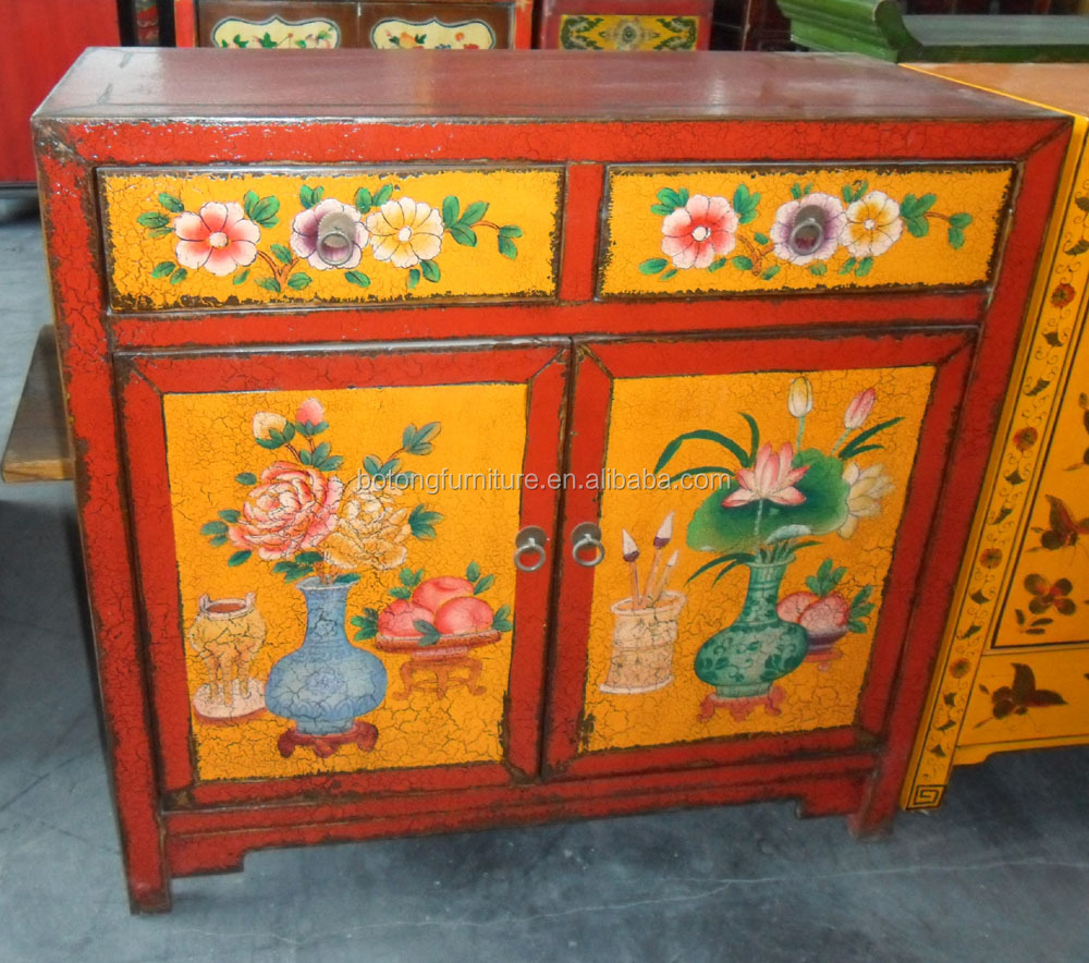 Chinese antieke geschilderde kast kleine lwb266 houten kasten ...