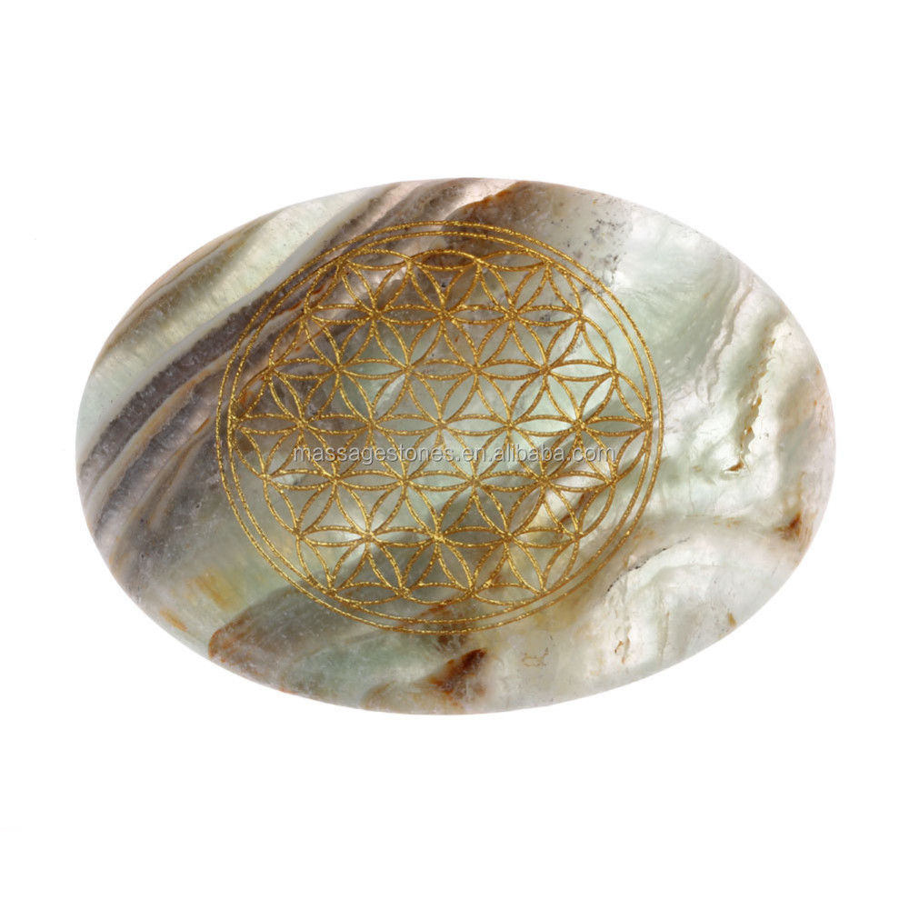 natural semi-precious stone engraved oval cabochon stones