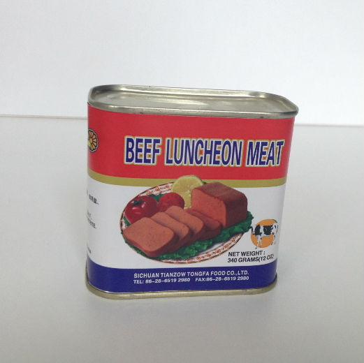 340g Beef Luncheon Meat with Rectangular Tin products,China 340g Beef Luncheon Meat with