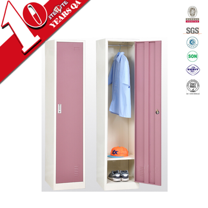 Durable Metal Portable Wardrobe With Single Door Pink Door Girls