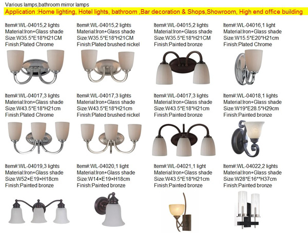 アンティークスタイルシングルlodelighting様々なランプが点灯します、 ランプバスルームの鏡問屋・仕入れ・卸・卸売り