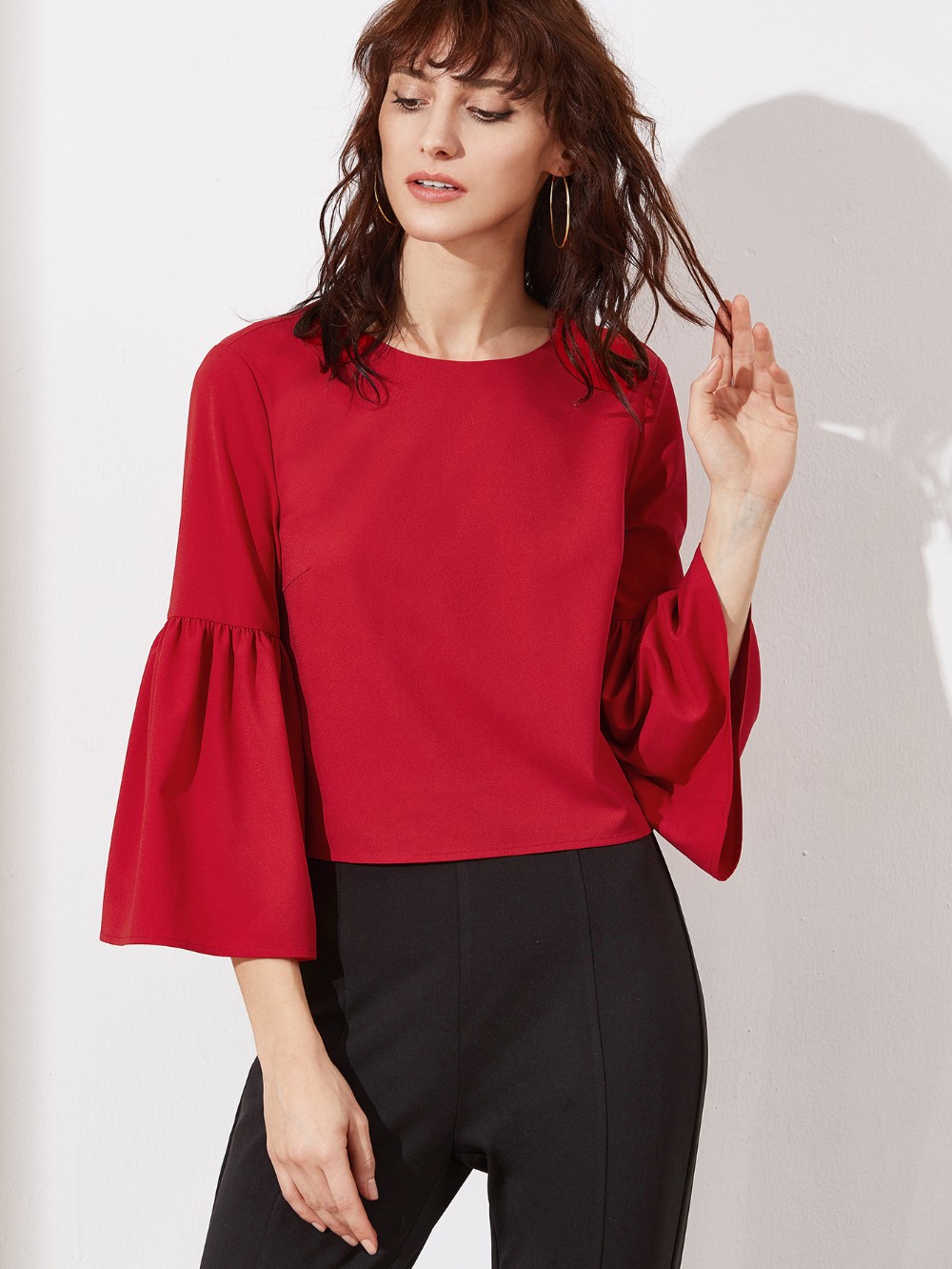 Red on sale casual blouse