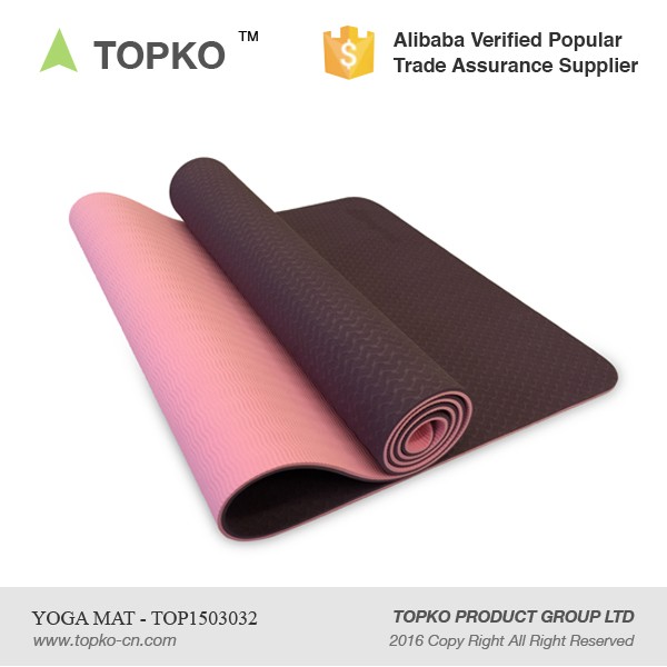 Topko高密度アンチスリップカスタムプリント二重層tpeヨガマット仕入れ・メーカー・工場