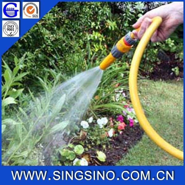 Pvc Fibre Reinforced Garden Hose With 7 Function Spray Gun / 1/2'' Lay