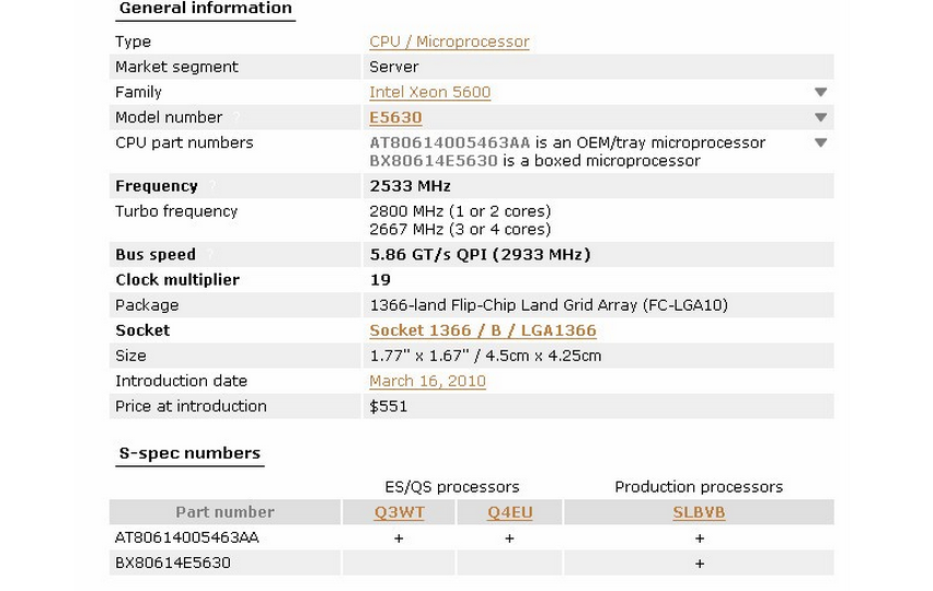 Intel Xeon E5630 Processor 2.53GHz 12MB Cache 5.86GT/s LGA1366