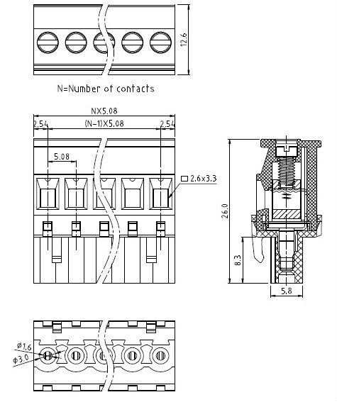 プラグ- でネジ端子台コネクタ、 端子ブロックプラグ、 電気端子台ul94-v05.0ミリメートル、 5. 08ミリメートル、 7.62mmピッチ仕入れ・メーカー・工場