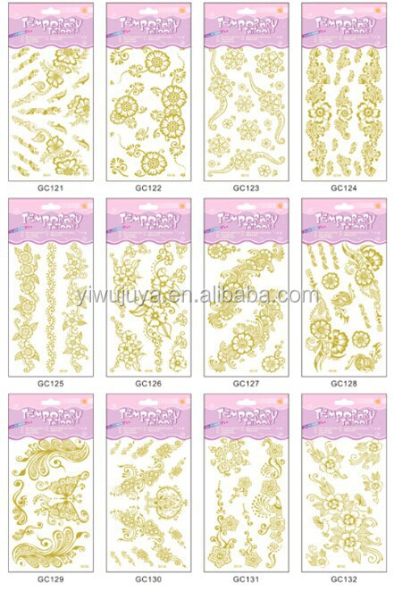 性別の製品の葉チョーカーブレスレットＴＡＴＴＯtatouage一時的なタトゥーフラッシュタトゥーボディアートメタリックシルバーゴールド問屋・仕入れ・卸・卸売り