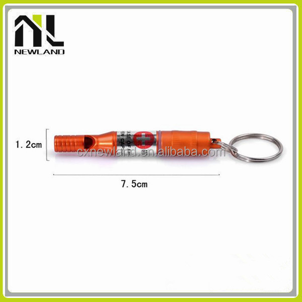 High quality colorful Aluminium Detchable fashion metal keychain wholesale football referee police whistle lollipop sticks