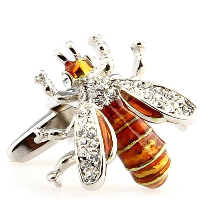 Jemerry Jewelry Men's Fashion Gift for Wedding Tuxedo Shirt Orange Bee Cufflinks