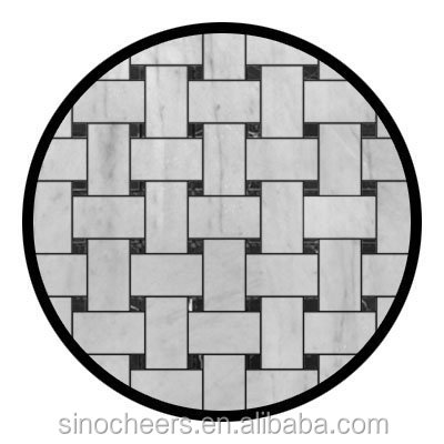 大理石basketweaveモザイクタイルcarrarewthite黒い点が付いている壁と床のための 問屋・仕入れ・卸・卸売り
