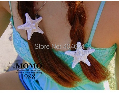 2014 Hot New Trendy Natural Headwear Big Starfish Pattern Women Beach Holiday S/L Hair Barrettes Head Decoration FreeShipping