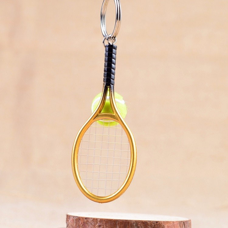 6 colors tennis racket keychain key