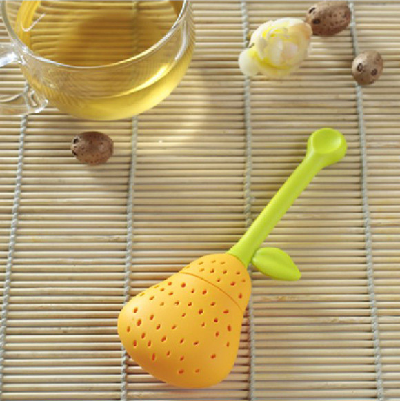 エコ- フレンドリーな梨シリコンストレーナー、 梨シリコーン茶かご、 果実の形状のシリコンティーバッグホルダー仕入れ・メーカー・工場