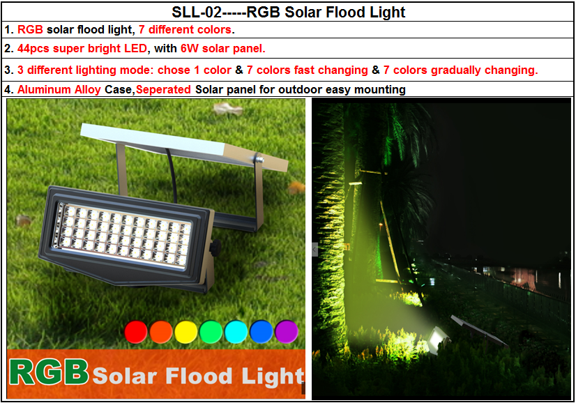 Solar Power Color Changing Outdoor Led Flood Light,Rgb Garden Led Light