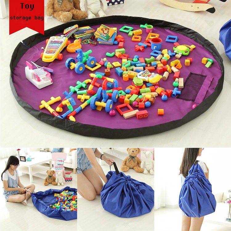 Roihao drawstring paly mat children toy storage bag, organizer toy bag