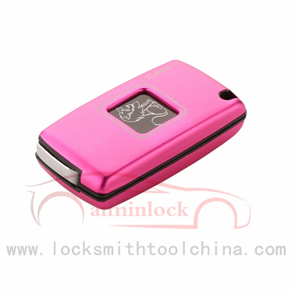 High Quality Aluminum Fake Car Key Peugeot Remote Key Casing Pink AML031819