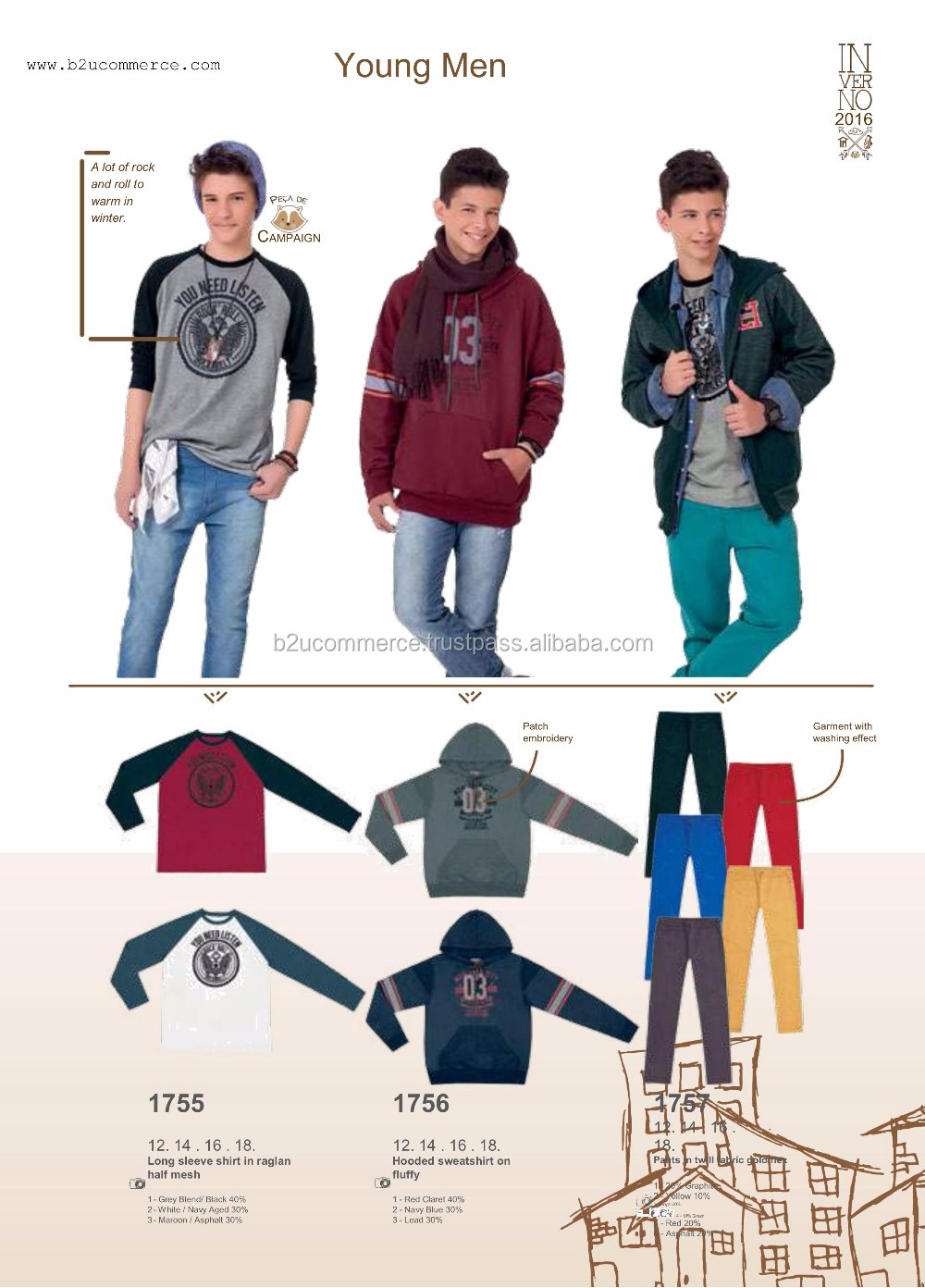 新しい衣類のための若い男のファッションの冬のコレクションホット2016fakini十代の若者たち仕入れ・メーカー・工場