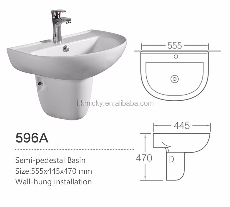 Bathroom Wall Hung Pedestal Sinks Hand Painted Porcelain Basin