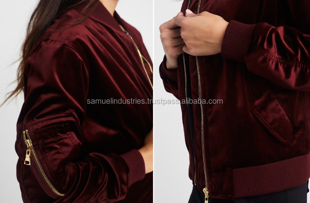 Red velvet clearance bomber jacket womens