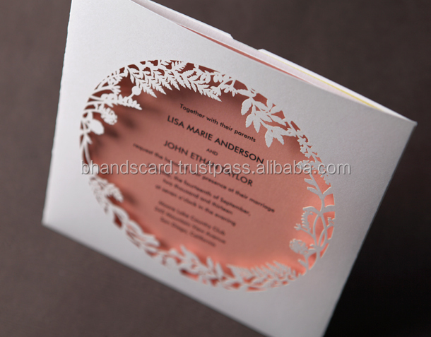オリジナルカードbhands白レーザーカットpk848_wh結婚式の招待状のカード仕入れ・メーカー・工場