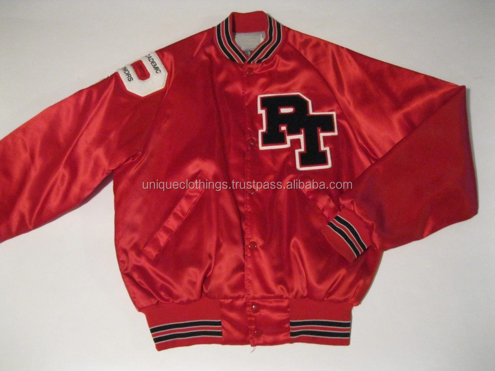 VTG Satin Varsity Letterman jacket Panther Red size M - Nice USA.jpg