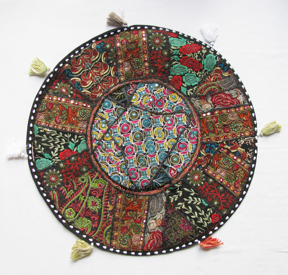 インドのクッションを投げるfllorターコイズラウンドクッションが刺繍インド瞑想の床の枕枕カバー仕入れ・メーカー・工場