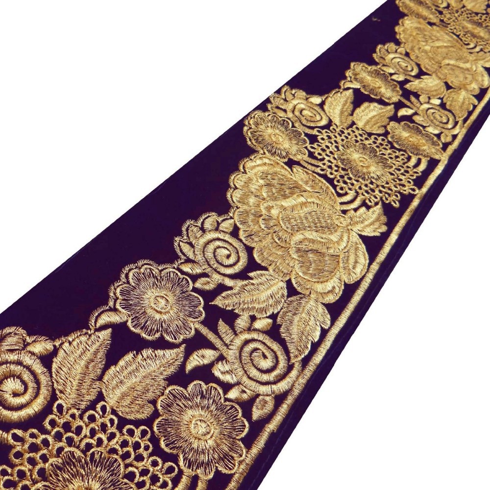 Dress Embellishment Fabric Trim Blue Border Lace 13.4 Cm Decorative