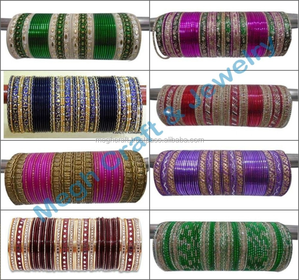 Indian Wedding Bangles Metal Chura Bangles Set Bollywood Style