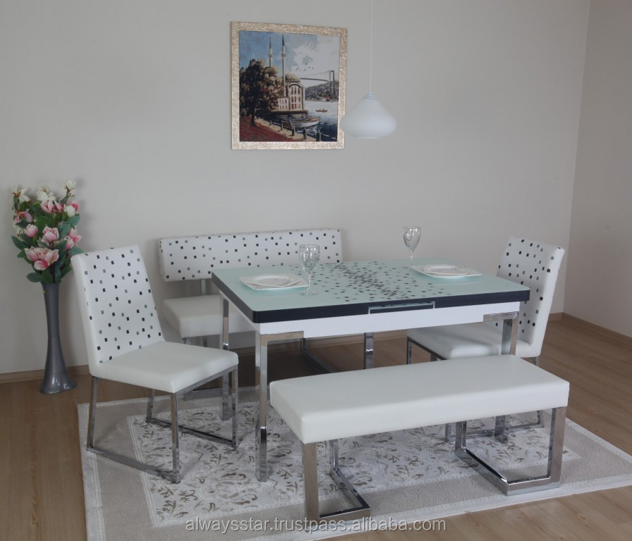 2015 Ãltimas elegantes resto blanco extensible moderna mesa de ... Sillas de comedor modernas y elegantes