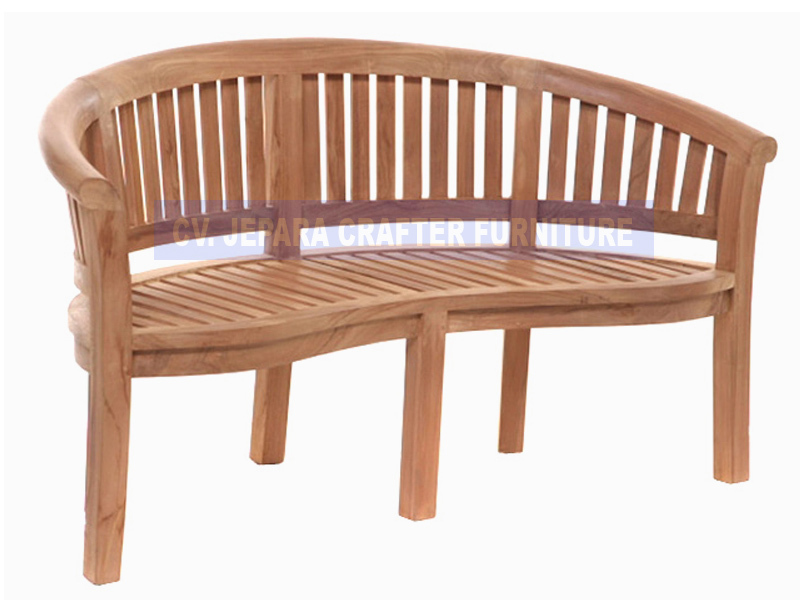 Solid Teak Garden Banana Benches Patio Outdoor Furniture Indonesia