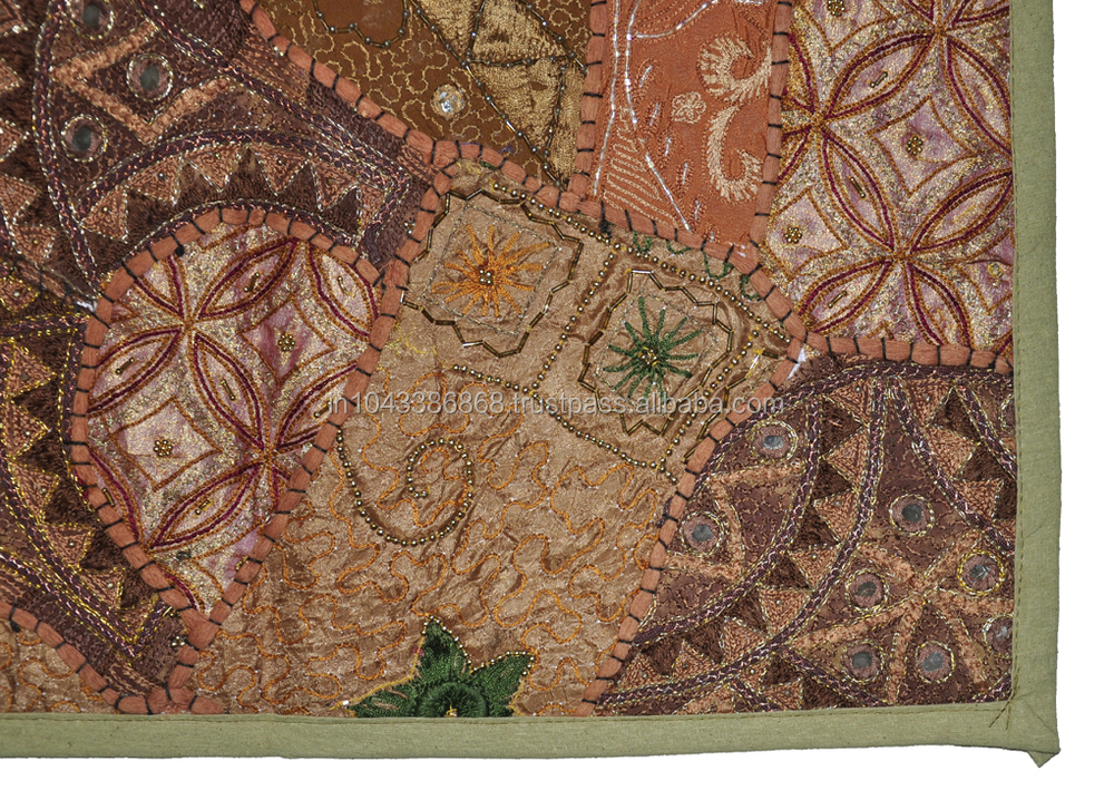 ヴィンテージインディアン芸術khambadianパッチワーク刺繍作業スパンコール作業綿壁のタペストリーを掛ける問屋・仕入れ・卸・卸売り