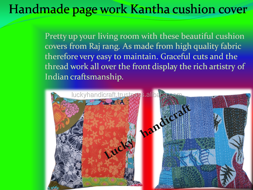 伝統的な印刷された手作りクッションカバーkantha/枕仕入れ・メーカー・工場