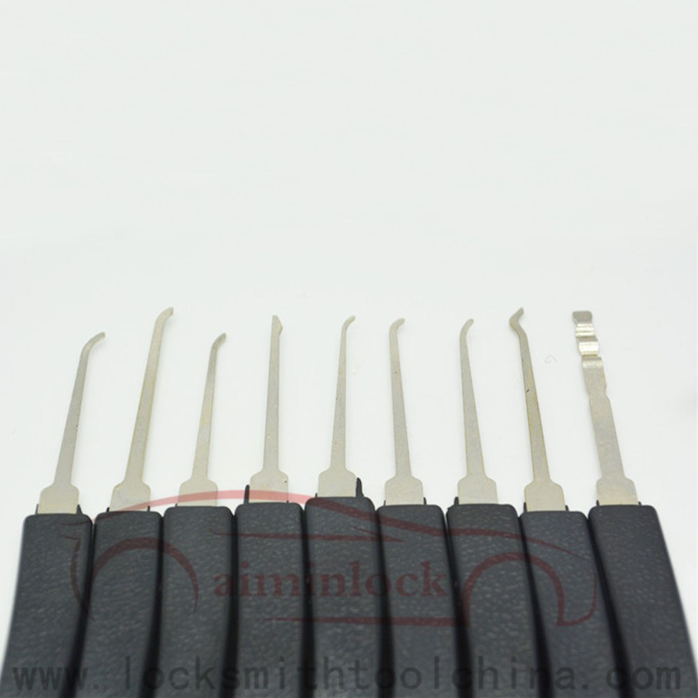 Hot Sale 9pcs KLOM Stainless Steel Lock Pick Kits Hook Pick Set for Lockpicking Black and Silver
