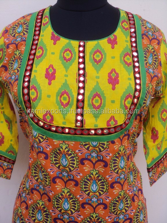 Hand Embroidery Designs For Kurtis/indian Cotton Printed Kurtis For