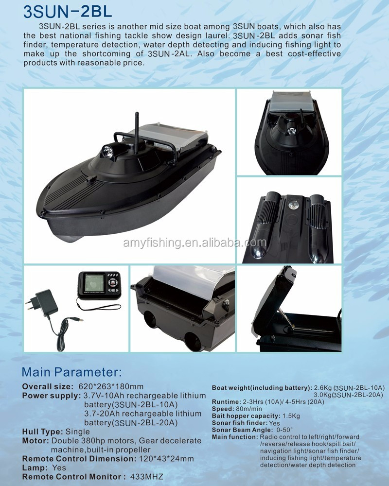 3sun 5cg Rc Fishing Bait Boat With Gps / Fish Finder / Casting Remote