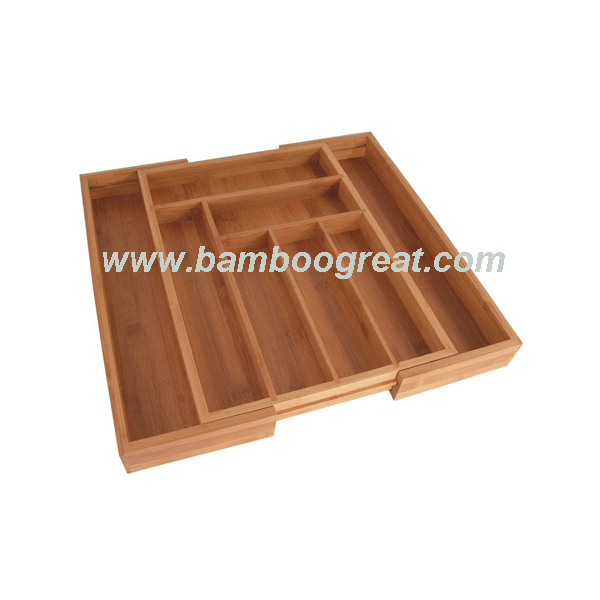 Expandable Bamboo Cutlery Drawer Organizer Flatware Drawer