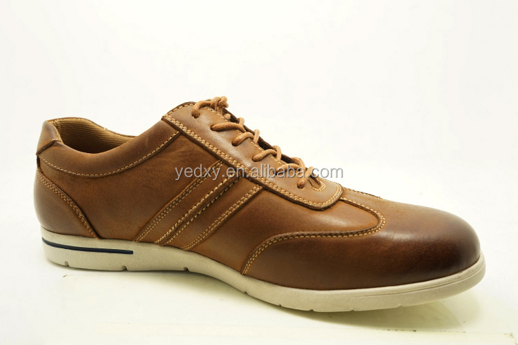 茶色の色ファッション性の高い新しい男性のブランドの革スポーツの靴仕入れ・メーカー・工場
