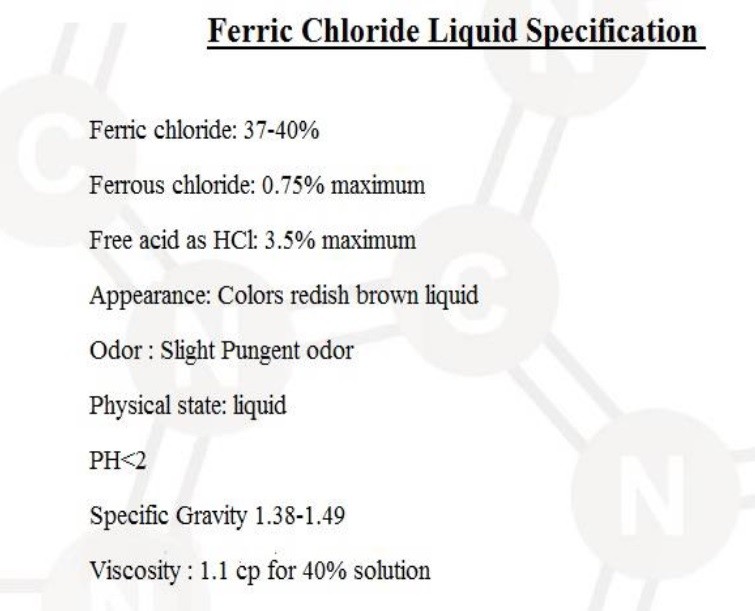 liquid / solution ferric chloride 40% / fecl3