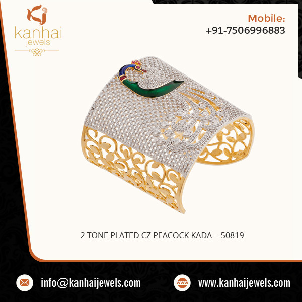 2 Tone Plated CZ Peacock Kada 2.jpg