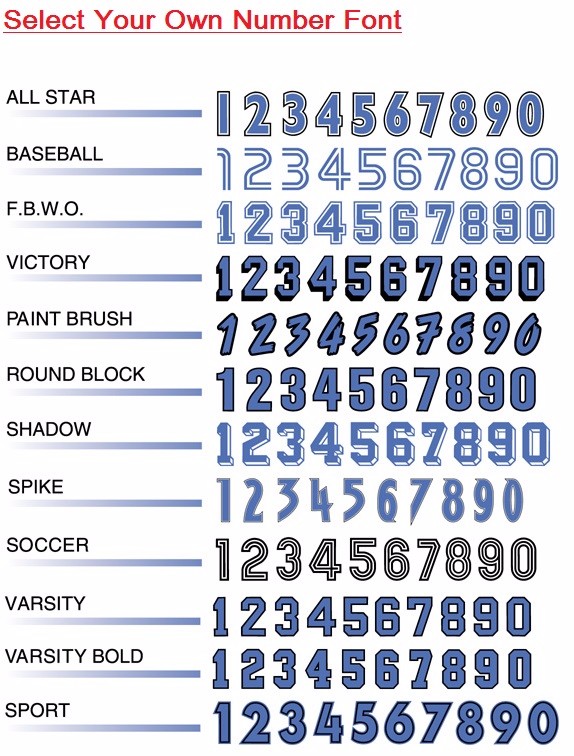 Football jersey number fonts
