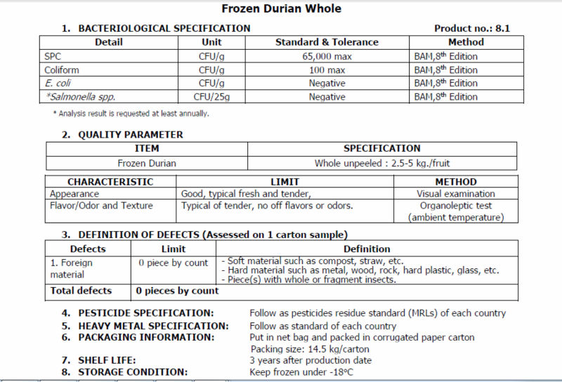 Good Quality Fresh Frozen Whole Thai Durian Fruit