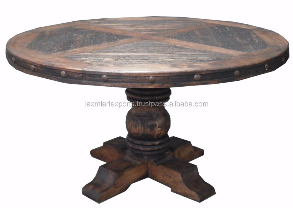 Antique Reclaimed Recycled Repurpose Solid Wood Round Dining Table Manufacturer Wholesale