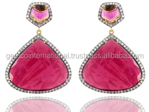 gemco国際ダイヤモンド宝石のイヤリングジュエリー、 トルマリンシルバーぶら下げるイヤリング、 卸売黄色の金のイヤリングの宝石問屋・仕入れ・卸・卸売り