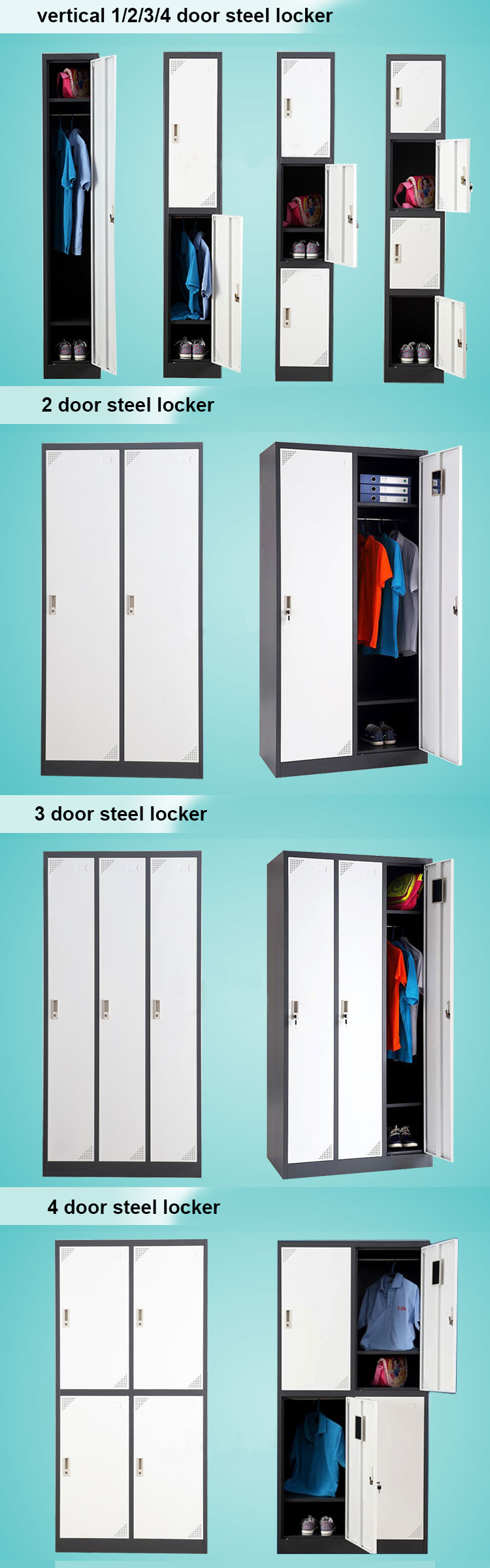 Metalen opbergkast in staal met dubbele deur inserts en lade ...