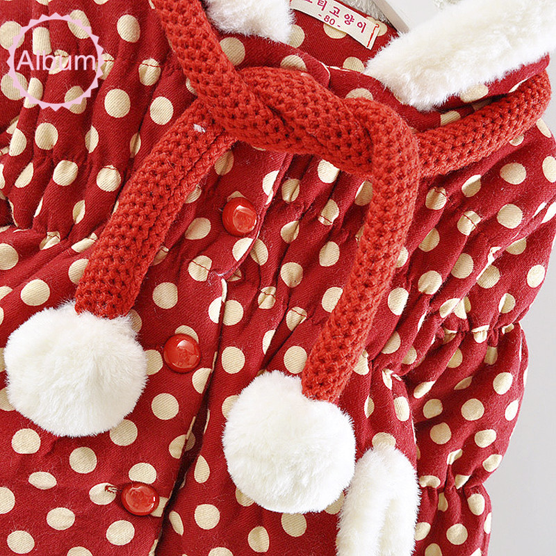 新しいクリスマススタイルのベビーフード付きの暖かいコート冬赤ドットブラウス高品質設計された4-24mo2色の衣類赤ちゃん仕入れ・メーカー・工場