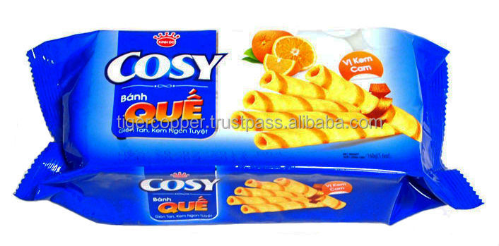 COSY WAFER ROLL WITH ORANGE CREAM FILLING BAG 160G